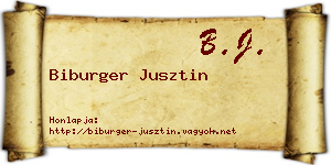 Biburger Jusztin névjegykártya
